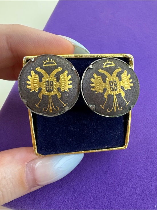Jewelry - 💛 Vintage Gold & Silver Tone Double-Headed Eagle Clip On Earrings | Unique
